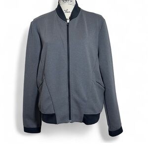 Adidas Gray Bomber‎ Jacket with Ribbed Details